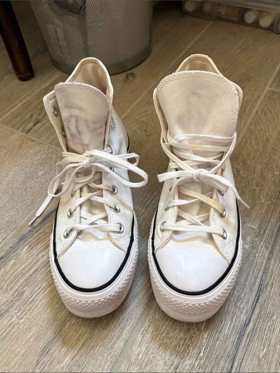 Converse Shoes - Converse white Platform High tops. Size 9